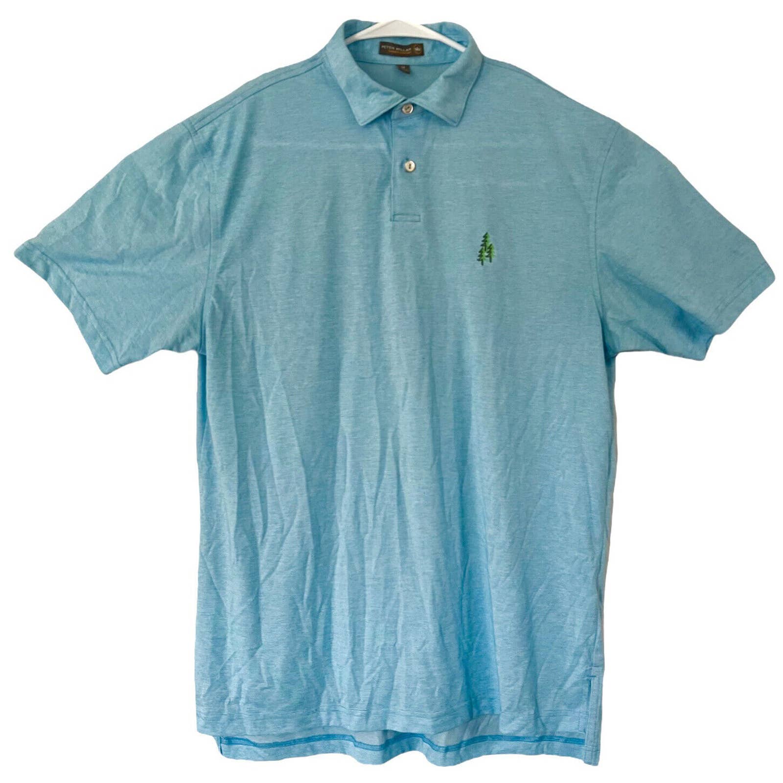 Peter Millar Shirt Men Size Medium Summer Comfort Jubilee Golf Polo Light Blue